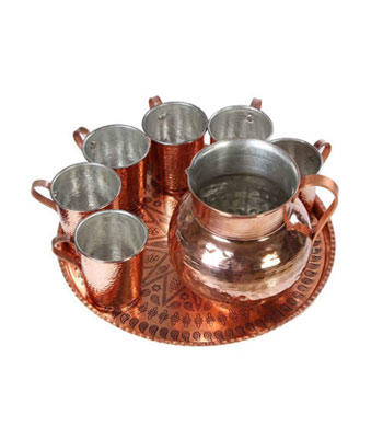 Iran2africa-Set-of-Persian-Copper-Pitcher,Glasses-&-tray-Product